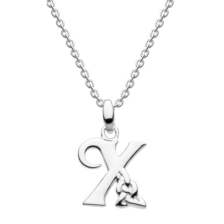 Letter X - Silver Celtic Initial Pendant